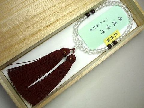 Women's Prayer Beads, Crystal, 108-Facet Cut, Garnet, Crimson Tassel