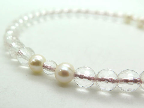 Women's Prayer Beads, Crystal, 108-Facet Cut, Freshwater Pearl, Ash-Pink Tassel