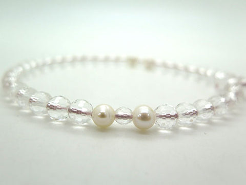 Women's Prayer Beads, Crystal, 108-Facet Cut, Freshwater Pearl, Ash-Pink Tassel