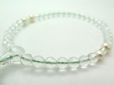 Women's Crystal Prayer Beads, 108-Facet Cut, Freshwater Pearl, Celadon