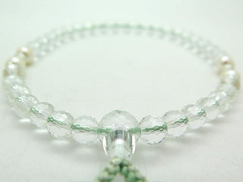 Women's Crystal Prayer Beads, 108-Facet Cut, Freshwater Pearl, Celadon