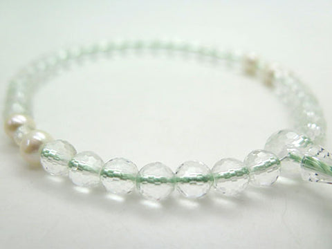 Women's Crystal Prayer Beads, 108-Facet Cut, Freshwater Pearl, Celadon