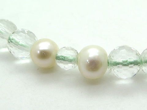 Women's Crystal Prayer Beads, 108-Facet Cut, Freshwater Pearl, Celadon