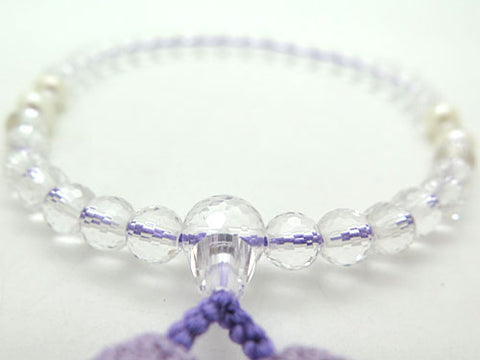 Women's Crystal Prayer Beads, 108-Facet Cut, Freshwater Pearl, Wisteria