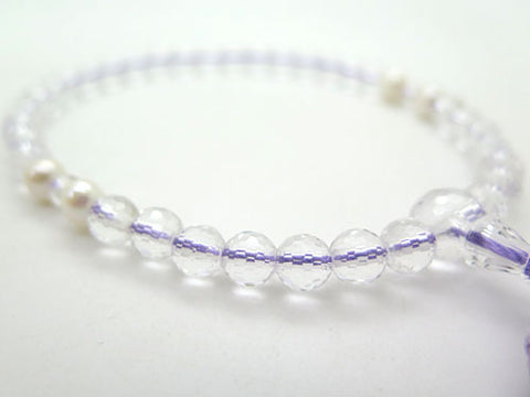 Women's Crystal Prayer Beads, 108-Facet Cut, Freshwater Pearl, Wisteria