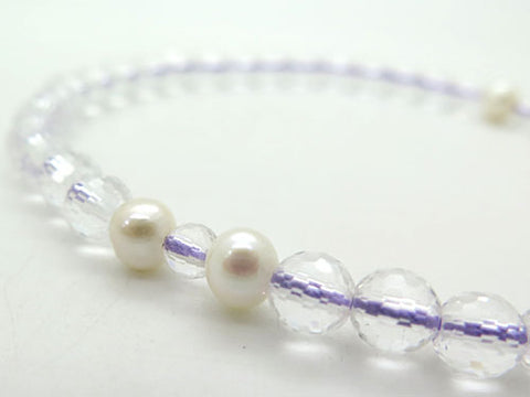 Women's Crystal Prayer Beads, 108-Facet Cut, Freshwater Pearl, Wisteria