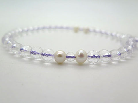 Women's Crystal Prayer Beads, 108-Facet Cut, Freshwater Pearl, Wisteria
