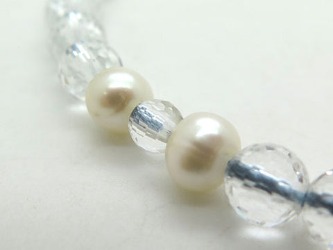 Women's Prayer Beads, Crystal, 108-Facet Cut, Freshwater Pearl, Daylily Tassel