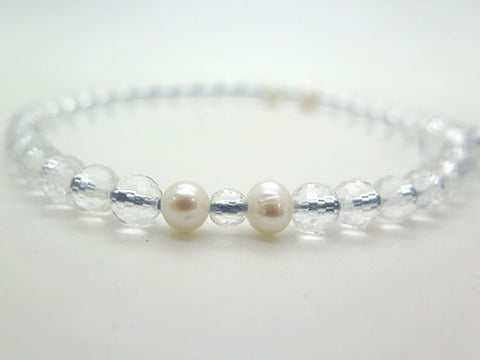 Women's Prayer Beads, Crystal, 108-Facet Cut, Freshwater Pearl, Daylily Tassel