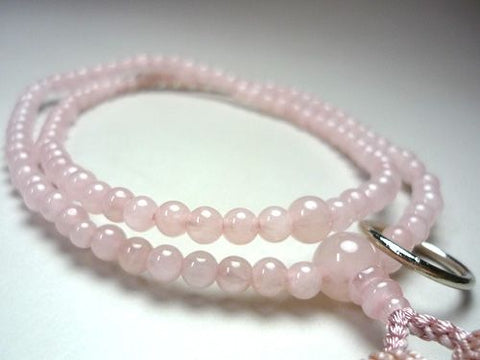 Women's Prayer Beads, Rose Quartz, Soto Zen Sect, Matching Set