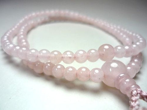 Women's Prayer Beads, Rose Quartz, Rinzai Sect, Matching Set