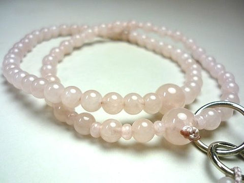 Women's Prayer Beads, Rose Quartz, Jodo Sect, Matching Set