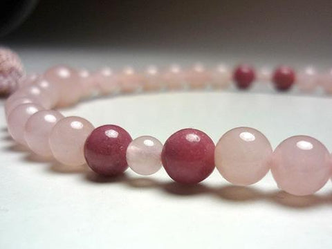 Kohgen original women's prayer beads, rose quartz and piemontite