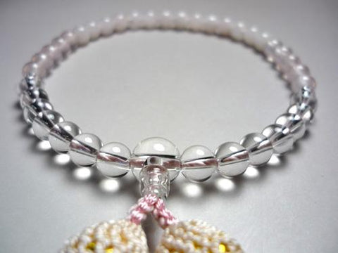 Women's Prayer Beads, Rose Quartz Gradation, Light Pink Tassel