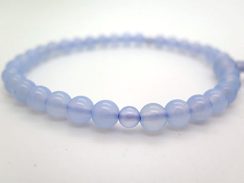 Women's Blue Chalcedony Prayer Beads, 8mm Bead, Wisteria Tassel