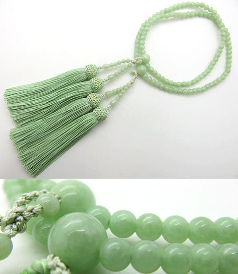 Women's Prayer Beads, Burmese Jade & Crystal, Double-Layer (Eight-Sect Compatible), Limited Edition