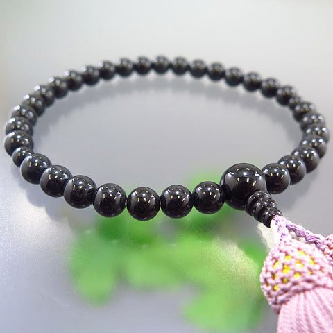 Women's Black Burmese Jade Prayer Beads, 8mm Bead