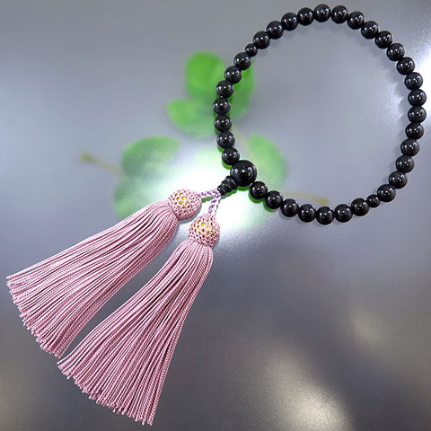 Women's Black Burmese Jade Prayer Beads, 8mm Bead