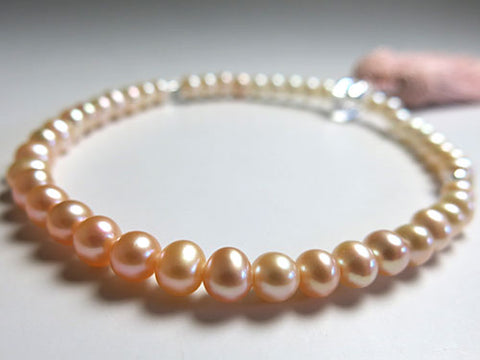 Women's Freshwater Pearl Prayer Beads, Gradation, Crystal, Ash-Pink Tassel