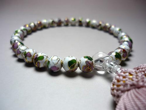 Women's Prayer Beads, Cloisonné Enamel, Crystal Finish