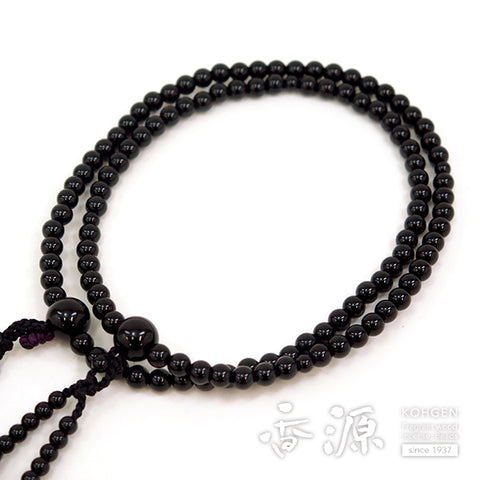 Women's Black Onyx Prayer Beads, Double-Strand, Black Tassel