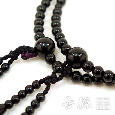 Women's Black Onyx Prayer Beads, Double-Strand, Black Tassel