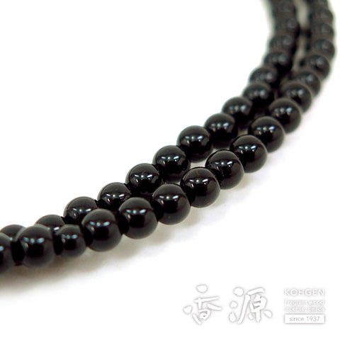 Women's Black Onyx Prayer Beads, Double-Strand, Black Tassel