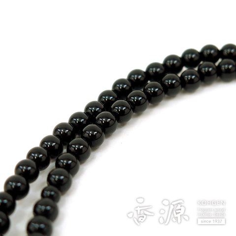 Women's Black Onyx Prayer Beads, Double-Strand, Black Tassel