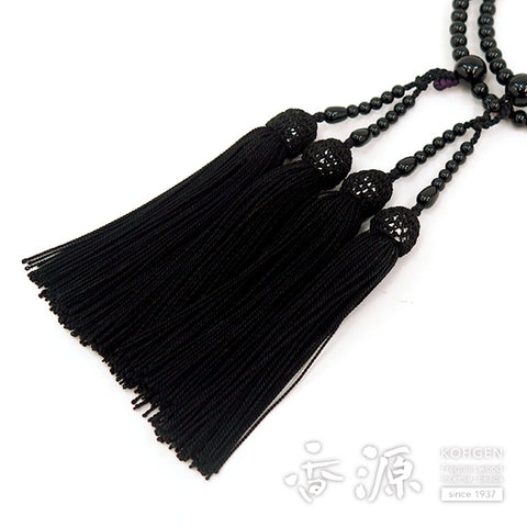 Women's Black Onyx Prayer Beads, Double-Strand, Black Tassel