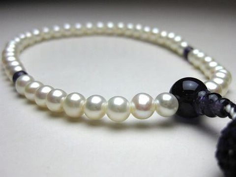 Women's Prayer Beads, Freshwater Pearl, Amethyst, Deep Purple Tassel