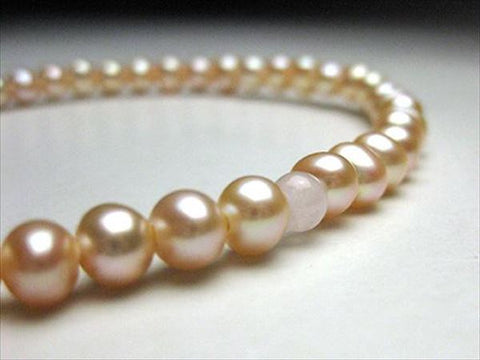 Women's Orange Freshwater Pearl Prayer Beads, Rose Quartz