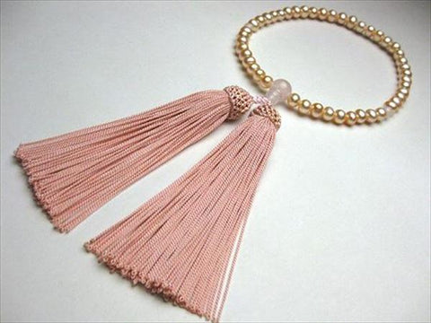 Women's Orange Freshwater Pearl Prayer Beads, Rose Quartz