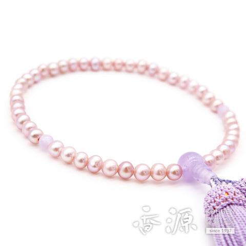 Women's Lavender Freshwater Pearl Prayer Beads, Wisteria Cloud Amethyst