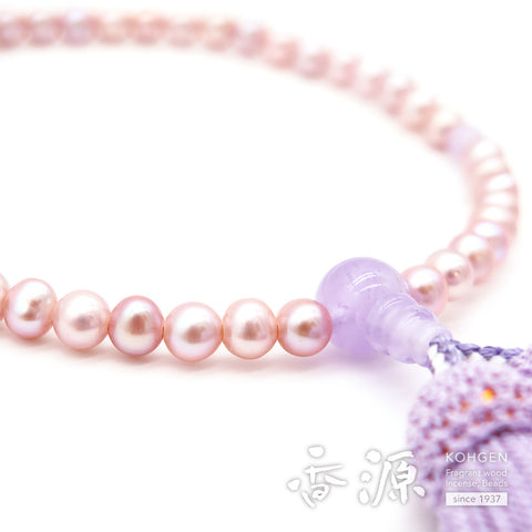 Women's Lavender Freshwater Pearl Prayer Beads, Wisteria Cloud Amethyst