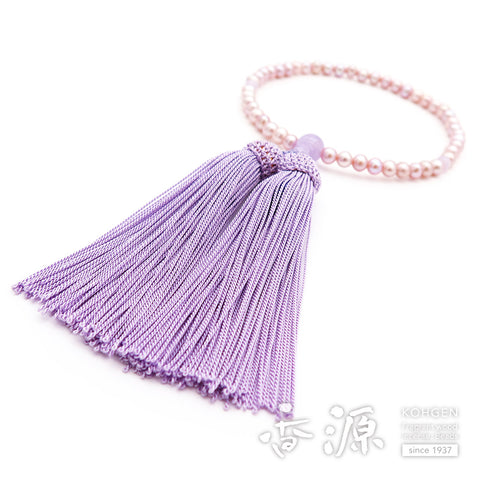 Women's Lavender Freshwater Pearl Prayer Beads, Wisteria Cloud Amethyst