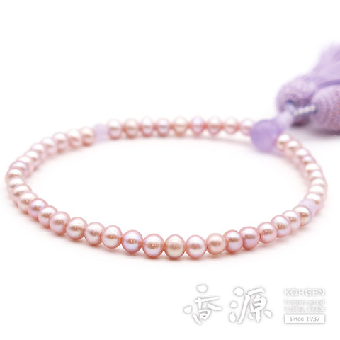 Women's Lavender Freshwater Pearl Prayer Beads, Wisteria Cloud Amethyst