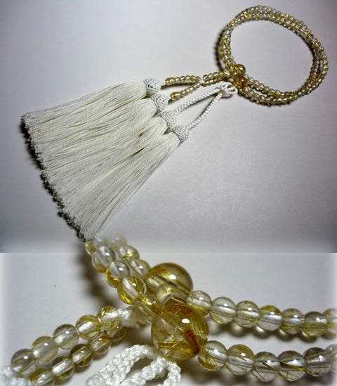 Women's Prayer Beads, Rutilated Quartz, Jodo Shinshu Sect, Limited Edition