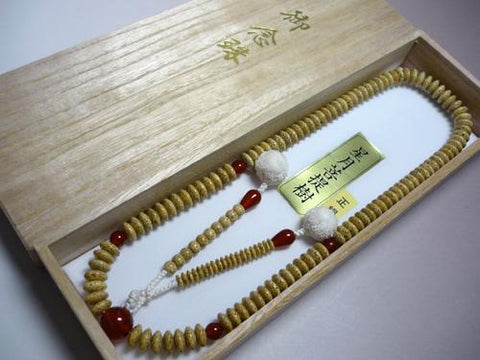 Women's Prayer Beads, Star Moon Bodhi Seed, Tendai Sect, Red Agate Finish