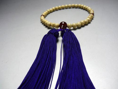 Women's Prayer Beads, Star Moon Bodhi Seed, Agate Finish, Purple-Navy Tassel