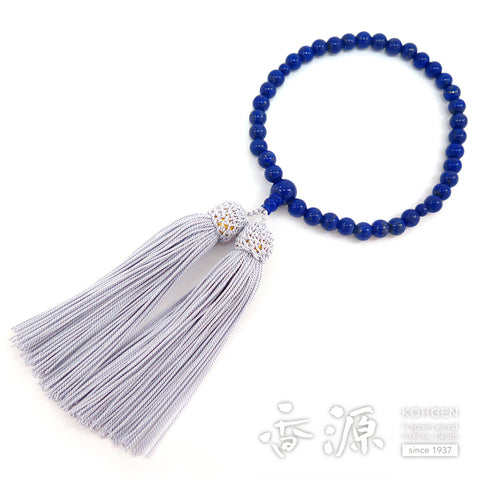 Women's prayer beads, lapis lazuli, 7mm beads, one hand, matching, gray tassel, limited edition