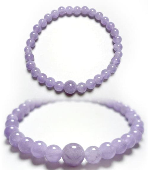 Light amethyst fujiunseki round bead bracelet, 6mm