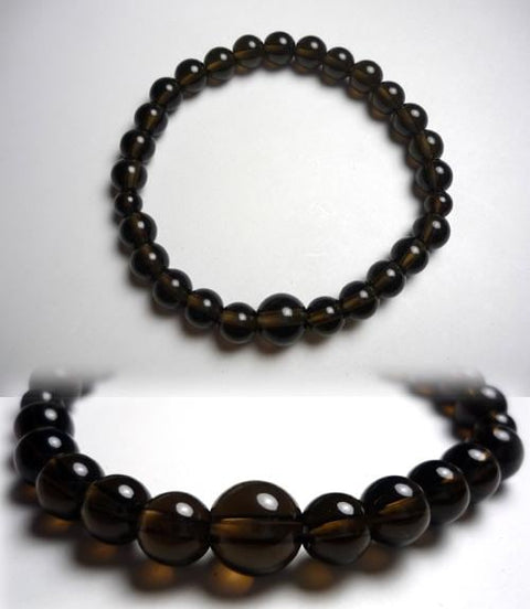 Smoky Quartz 7mm round bead bracelet