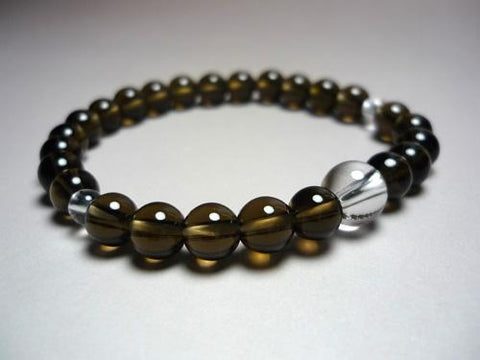 Smoky Quartz round bead bracelet, crystal combination