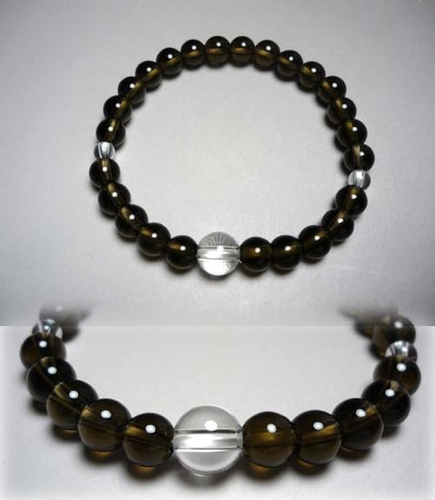Smoky Quartz round bead bracelet, crystal combination