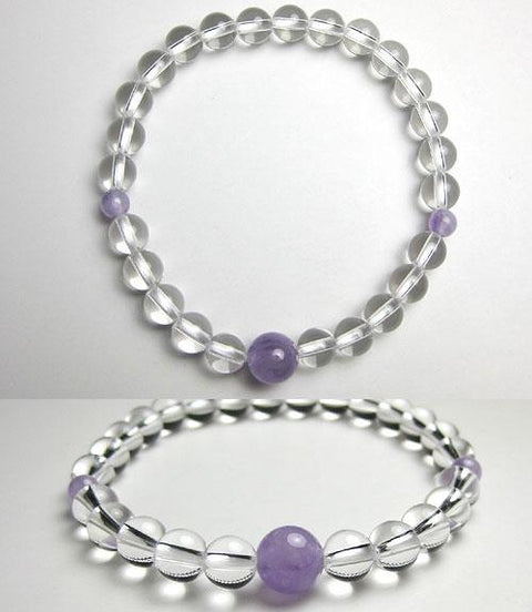 Crystal round beads bracelet with Fujiun stone