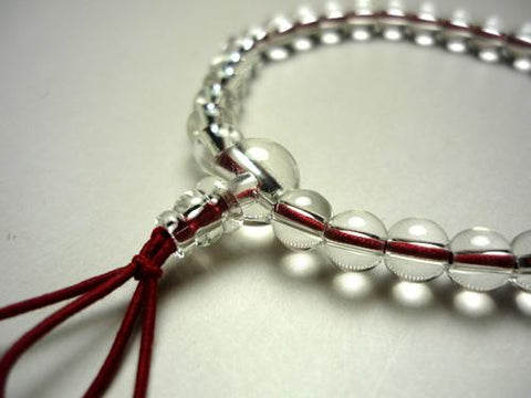 Crystal 6mm bracelet with tassel, red