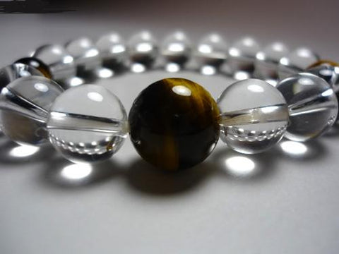 Crystal and Tiger's Eye 12mm Bracelet 633c201000000 - bead detail