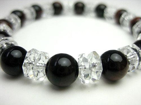 Crystal cut combination bracelet with red tiger's eye