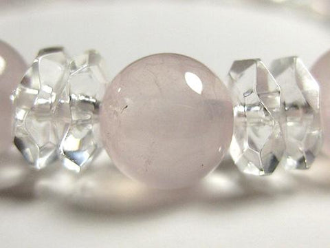 Crystal cut combination bracelet, Rose Quartz
