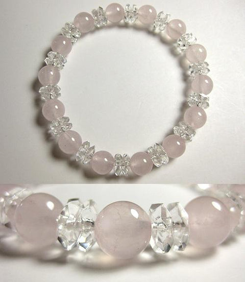 Crystal cut combination bracelet, Rose Quartz